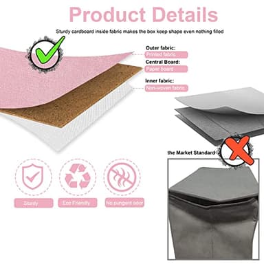 Pantryily Toy Storage Box for Girls, Large Kids Toy Chest Boxes Organizers and Storage with Lids & Handles for Nursery,Playroom 24.5"x13"x16"(Pink) - Image 7