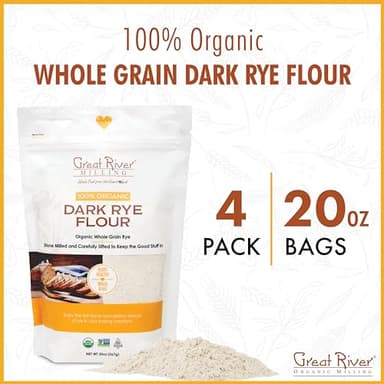 Great River Milling Organic Dark Rye Flour | Stone Ground, Unbleached, Unbromated, Non-GMO, Kosher | High Fiber & Protein, Medium Gluten | Flour for Rye Bread, Sourdough, & More | 1.25 Lb (Pack of 4) - Image 3