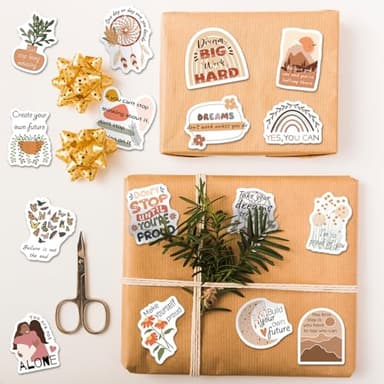 WAKEMOODEI 200 Vintage Inspirational Stickers, Boho Motivational Aesthetic Stickers for Water Bottles Laptops Journals Vinyl Positive Affirmation Boho Stickers for Adult Teen Kid - Image 6