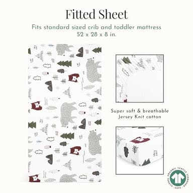 Evolur Grizzly Bear 3 Piece Toddler Bedding Set, Super Soft and Breathable Toddler Bedding, Machine Washable, Includes Fitted Sheet, Comforter and Pillow Case - Image 4