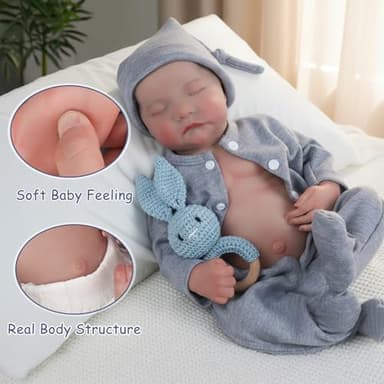 WOOROY Realistic Reborn Baby Dolls - 18 Inch Full Vinyl Body Lifelike Reborn Boy Doll Poseable Real Life Newborn Sleeping Silicone Baby Dolls Gift Toys with Accessories for Kids Age 3+ - Image 4