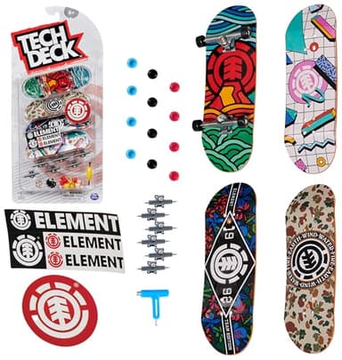 TECH DECK, Ultra DLX Fingerboard 4-Pack, Element Skateboards, Collectible and Customizable Mini Skateboards, Kids Toy for Ages 6 and up - Image 1