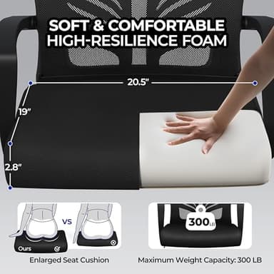 Yaheetech Mesh Office Chair Desk Computer Chair Ergonomic Mid Back with Lumbar Support Adjustable Height for Home Office, Black - Image 7