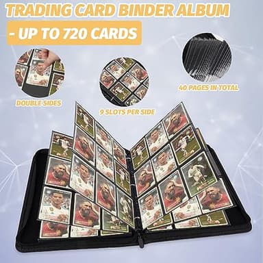 GERMUN 9 Pocket Card Binder, Premium Zip Trading Card Binder, 720 Double Sided Pocket PU Collection Binder, Collector Album, Card Folder for MTG, TCG, Sports Cards, (Black) - Image 5