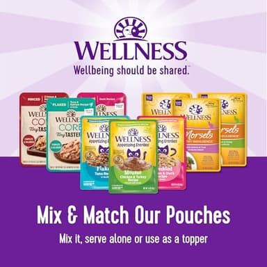 Wellness Appetizing Entrées Shredded & Mousse Adult Wet Cat Food, Natural, Protein-Rich, Grain Free, 1.4 Ounce Pouch, 8 Pack (Poultry Variety Pack) - Image 10