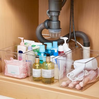 YIHONG Clear Plastic Storage Bins, 8 Pack Pantry Organizer Bins with Handle for Kitchen, Freezer,Cabinet,Closet Organization and Storage(XL) - Image 7