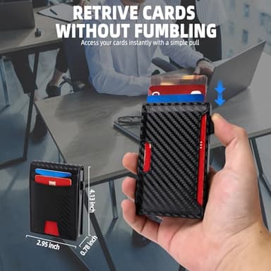 Sovirose Minimalist Mens Wallet, RFID Blocking Wallet for Men, Slim Bifold Money Clip Card Holder - Carbon Fiber - Image 4