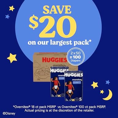 Huggies Size 5 Overnites Baby Diapers: Overnight Diapers, Size 5 (27+ lbs), 100 Ct (2 Packs of 50), Packaging May Vary - Image 5