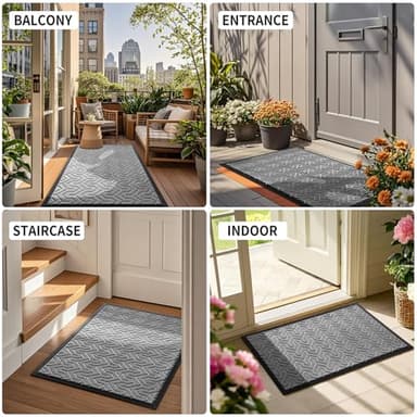 Yimobra Front Door Mat Outside Entrance 29.5x17, Waterproof Heavy Duty Outdoor Mats for Front Door, Non Slip Rubber Entry Mat for Garage Patio Indoor, Grey - Image 6