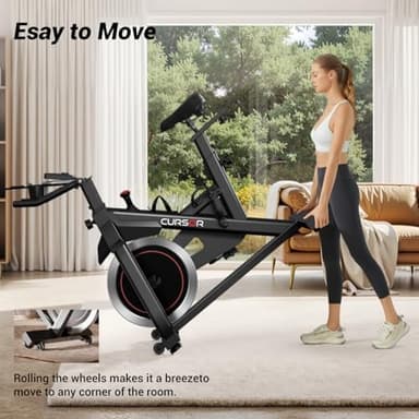 CURSOR FITNESS Exercise Bike, Stationary Bikes for Home, 300 LBS Capacity, Workout Bike with Silent Belt Drive, Indoor Cycling Bike with Extra Comfort Seat/Tablet & Bottle Holder - Image 7