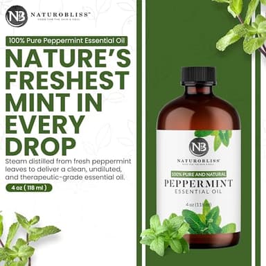 NaturoBliss Peppermint Essential Oil, 100% Pure and Natural Therapeutic Grade, Premium Quality Peppermint Oil, 4 fl. Oz - Perfect for Aromatherapy and Relaxation - Image 2