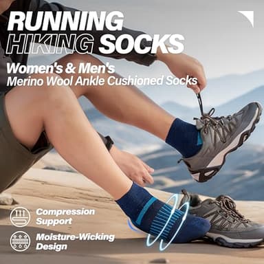 Anlisim Merino Wool Quarter Hiking Socks Compression Warm Thermal Winter Thick Cushion Running Moisture Wicking No Show Socks Gifts Stocking Stuffers for Women Men 6 Pairs(Color Mixed,L) - Image 2