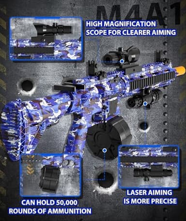 Electric Gel Ball Blaster, High Speed Automatic Splatter Ball Blaster with 60000+ and Goggles, Rechargeable Splatter Ball Toys for Outdoor Activities Game Party-BLueWhite - Image 7