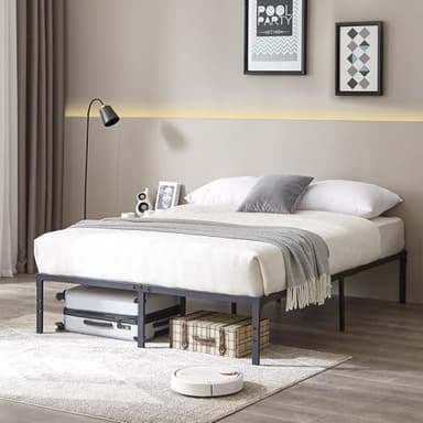 BedsPick Queen Bed Frame, Metal Platform Bed Frame Queen Size, Heavy Duty Sturdy Mattress Foundation, Noise Free, Easy Assembly, Steel Slats Support, No Box Spring Needed, Black - Image 2