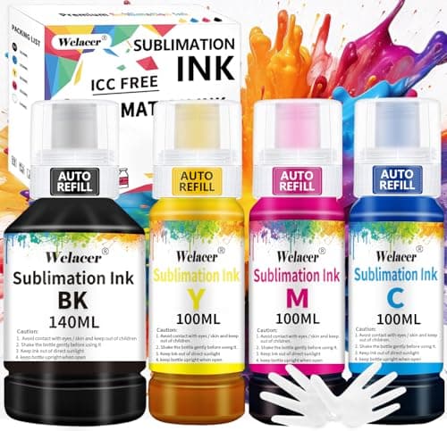 Welacer Sublimation Ink 440ML Autofill Bottles Refill for ET-2800 ET2400 ET-15000 ET-2803 ET-2850 ET2720 ET2760 ET2750 ET4800 etc.High-Yield Inkjet Printers Heat Press Transfer on Mugs - Image 1