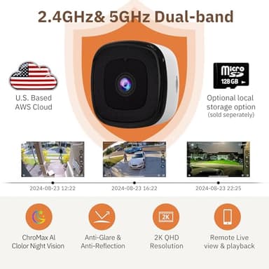 Girafit 3MP 2K Window Camera,2.4GHz&5GHz WiFi Indoor Cameras for Home Security 2 Pack with ChroMax Al Color Night Vision,Person & Motion Detection,24/7 Recording,Easy&Quick Install - Image 3