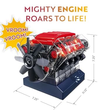 Playz V8 Combustion Engine Model Kit That Runs - Build Your Own STEM Mini V8 Model Engine Kit for Adults & Kids Age 12+, Visible V8 Mini Engine Kit That Works for Adult w/ 270 STEM Parts - Image 7