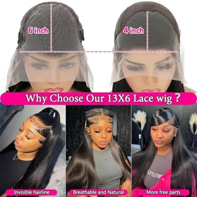NOLLIPOPCO 28 Inch 13x6 Lace Front Wigs Human Hair HD Straight Lace Front Wigs Human Hair Pre Plucked 180% Density 12A Lace Front Wigs Glueless Wigs for Black Women - Image 4