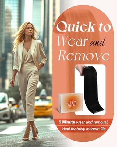 Sunny Hair Clip in Hair Extensions Straight Human Hair Clip in Extensions Remy Clip in Hair Extensions Real Human Hair Extensions Clip ins Jet Black for Women 22inch - Image 8