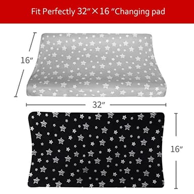Changing Pad Cover for Boys 2 Pack, Lovely Print Soft Unisex Diaper Change Table Sheets, Fit 32"x16" Contoured Pad, Comfy Cozy 2-Pack Cradle Sheets - Image 2
