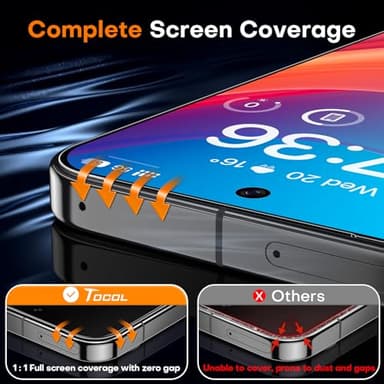 TOCOL for Google Pixel 10 Pro XL Screen Protector 6.7 9H Hardness Military Grade Shatterproof HD Tempered Glass for Full Coverage Easy Installation 2 Pack - Image 5
