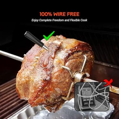 Wireless Meat Thermometer - 5G Wi-Fi and 5.4 Bluetooth Meat Thermometer Digital Wireless for Grilling and Smoking with IP67 Dual Probes and Backlight LCD Display for BBQ, Smoker, Oven, Grill - Image 8