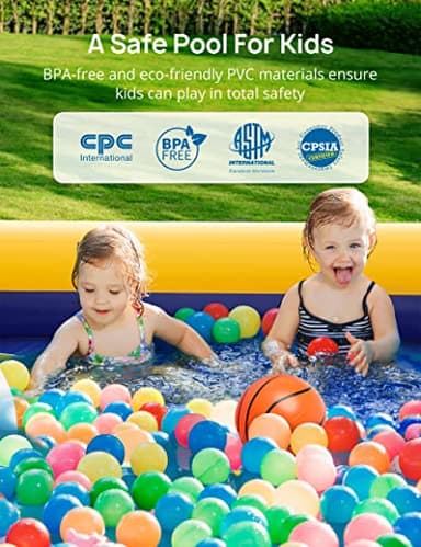 Kiddie Pool, Evajoy Inflatable Kids Pool, Summer Water Party Inflatable Pool for Backyard & Garden 90 * 55 * 35 inch - Image 4