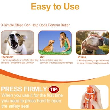 ANSJDH Corrector Dog Trainer Spray 80ml 6 Pack Dog Corrector Spray Dog Trainer for Dog to Stops Barking, Jumping Up, Food Stealing, Dog Fights, Avoidance, Unwanted Dog Behaviour(Orange) - Image 3