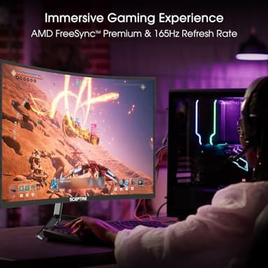 Sceptre 24-inch Curved Gaming Monitor 1080p up to 165Hz DisplayPort HDMI 99% sRGB, AMD FreeSync Build-in Speakers Machine Black (C248B-FWT168) - Image 5
