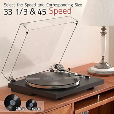 Record Player Turntable for Vinyl Record Wireless Output Aluminium Platter Belt-Drive LP Turn Table 2 Speed Phono RCA Line Out AT-3600L MM Cartridge Audio Sound USB Digital to PC Vinyl Recording Black - Image 4