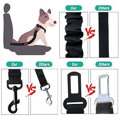 COOYOO Dog Seat Belt, Durability Retractable Dog Car Harness Adjustable Dog Seat Belt for Vehicle Nylon Pet Safety Seat Belts Heavy Duty & Elastic (1 Pack Black) - Image 3