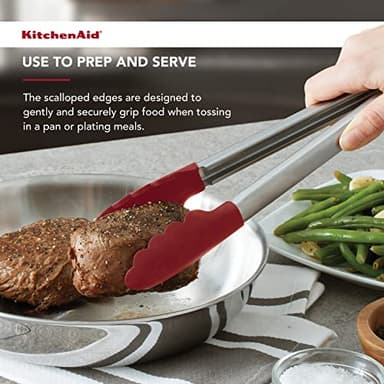 KitchenAid Silicone Stainless Steel Tongs, 12 Inch, Red - Image 6