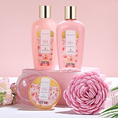 Spa Luxetique Spa Gift Baskets for Women, 12 Pcs Rose Presents Set with Bubble Bath, Bath Bombs, Body Lotion, Hand Cream, Christmas Gift Basket for Mom - Image 3