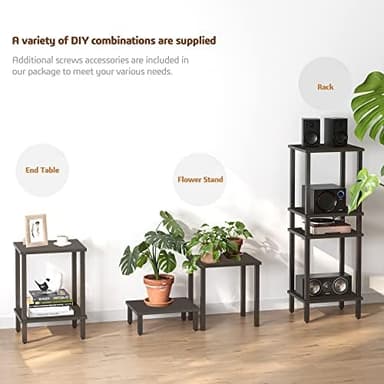 TUTOTAK End Table with Charging Station, Set of 2, Side Table with USB Ports and Outlets, Nightstand, 2-Tier Storage Shelf, Sofa Table for Small Space, Living Room, Bed Room TB01BK041 - Image 7