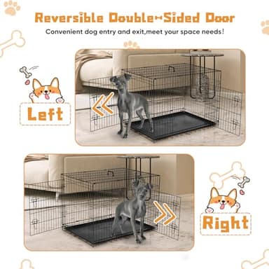 DUMOS Dog Crate, 36 Inch Medium Double Door Dog Cage with Divider Panel and Plastic Leak-Proof Pan Tray, Folding Metal Wire Pet Kennel for Indoor, Outdoor, Travel - Image 6