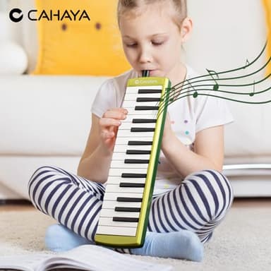 CAHAYA Melodica Instrument 32-Keys Green Double Tubes Mouthpiece Air Piano Pianica Keyboard Musical Instrument with Carrying Bag for Performance Gift CY0356 - Image 6