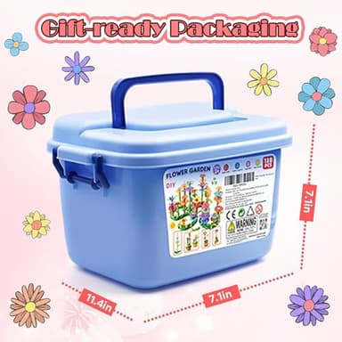 FUNZBO 138pcs Flower Garden Building Set - Christmas Spring Toys for 3 4 5 6 7 Years Old Girl, Sorting & Stacking Building Block, STEM Montessori Educational Toy for Kid Toddler Birthday Gift - Image 2