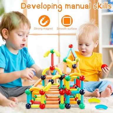 64PCS Magnetic Building Blocks, Montessori Magnet Toys for Kids Toddlers, STEM Learning Toys for Boys and Girls, Creativity Kids Game - Image 2