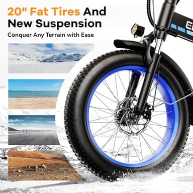 Kebiko 1000W Folding Electric Bike,48V 20AH Removable Battery E Bike,30+MPH,80 Miles Max Range Electric Bike for Adults,20" Fat Tire Foldable ebike,Adult Electric Bicycle for Commute Beach Snow - Image 5