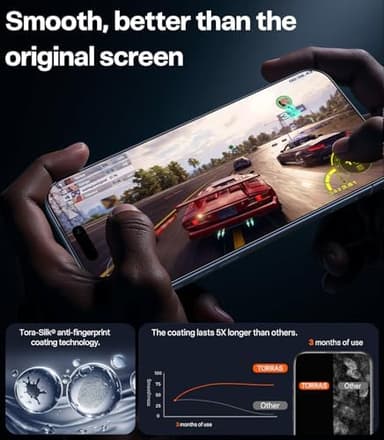 TORRAS 2-Pack for iPhone Air Screen Protector [12Ft Military-Grade Shatterproof] [9H+ Aerospace Tempered Glass] Anti-Scratch Full Coverage Fit - Image 8