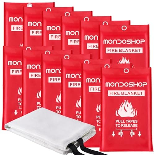 Mondoshop Fire Blanket for Home Kitchen Camping 12 Pack Emergency Fire Blanket Fire Resistant Blanket for Grill, Car, Office, Warehouse, School, Picnic, Garages, Workshops - Image 1
