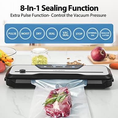 Vacuum Sealer Machine, with Starter Kit and 2-Year Warranty, Beelicious Automatic Air Sealing for Food Storage, Build-in Cutter, Moist Mode, EXT-VAC - Image 3