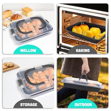 EsOfficce Cake Pan With Lid, 9x13 Inch Rectangular Cake Pan with Wide Handles, Nonstick Bakeware Baking Pan With Lid and Handle, Black - Image 6