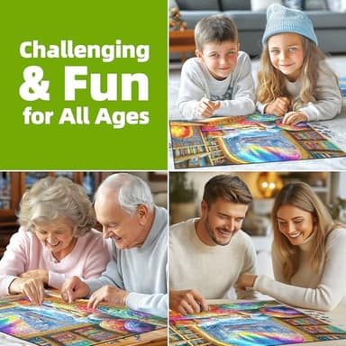 Northern Lights Landscape Jigsaw Puzzles for Adults Fantasy Fairy Cat 1000 Piece Book Room Puzzle for Adults with Letters on Back Challenging Family Puzzle - Image 6