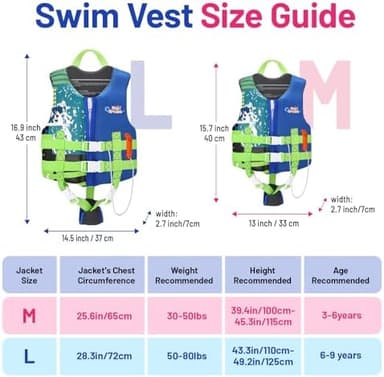 HeySplash Toddler Swim Vest, Kids Swimming Jacket Fit 30-50/50-80lbs, Child Floaties Vest wiht Safety Strap, Float Jacket for Girls/Boys on Pool,Beach,Boating, Learn to Swim Aid, M 3-6 Yrs/L 6-9 Yrs - Image 7