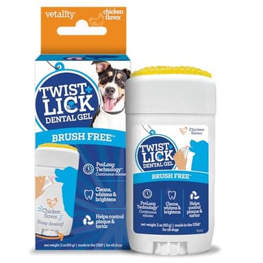 Twist + Lick Dental Gel for Dogs, Cleans Teeth and Freshens Breath for 24 Hours, Chicken Flavor, 2 oz, 30 Day Supply - Image 1