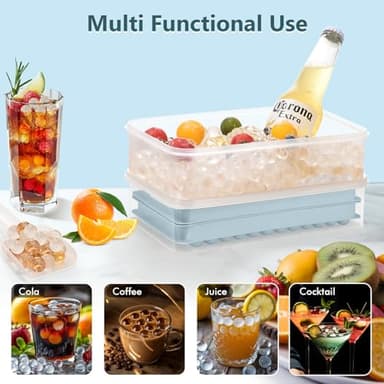 WIBIMEN Mini Ice Cube Trays, Small Tiny Round Pebble Crushed Nugget Ice Trays for Freezer with Lid - Chilling Drinks Coffee Juice(2 Pack/0.55In - Blue) - Image 6