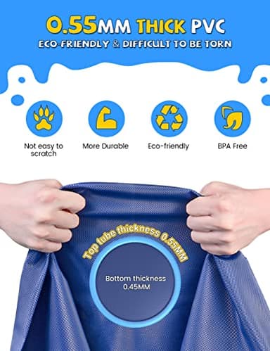 VISTOP Non-Slip Splash Pad for Kids and Dog, Thicken Sprinkler Pool Summer Outdoor Water Toys - Fun Backyard Fountain Play Mat for Baby Girls Boys Children or Pet Dog (67 inch, Blue&Blue) - Image 4
