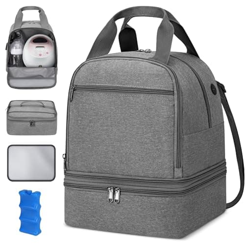 OCKLILY Pump Bag for Spectra S1 S2, Wearable Breast Pump Bags with Ice Pack, Pumping Bag with Waterproof Mat for Pump Accessories, Insulated Bottle Bags for Work Travel and Family (Grey) - Image 1