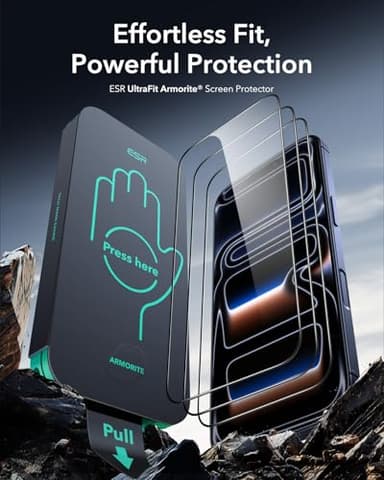 ESR 3 Pack 9H+ Glass for iPhone 17 Pro Max Screen Protector, [Military-Grade Shatterproof], with AR Anti-Reflective Technology, Armorite Ultra-Tough Tempered Glass with Ultra Fit Tray - Image 2